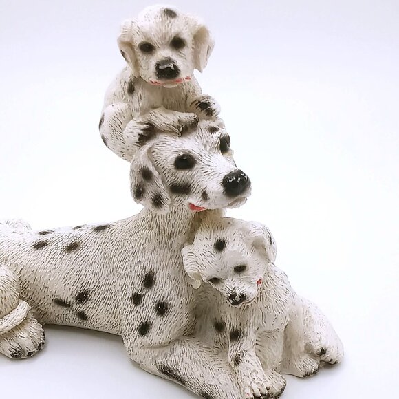 Dalmatian Family Figurine Mama Dog & Pups Resin White 4" L x 3" H Accent Decor - Picture 4 of 13